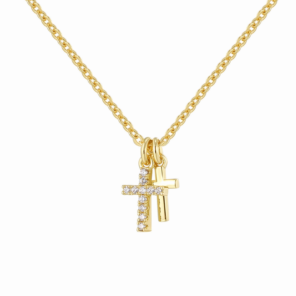 Wholesale Gold-plated zircon cross retro personality niche design necklace