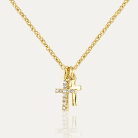 Wholesale Gold-plated zircon cross retro personality niche design necklace