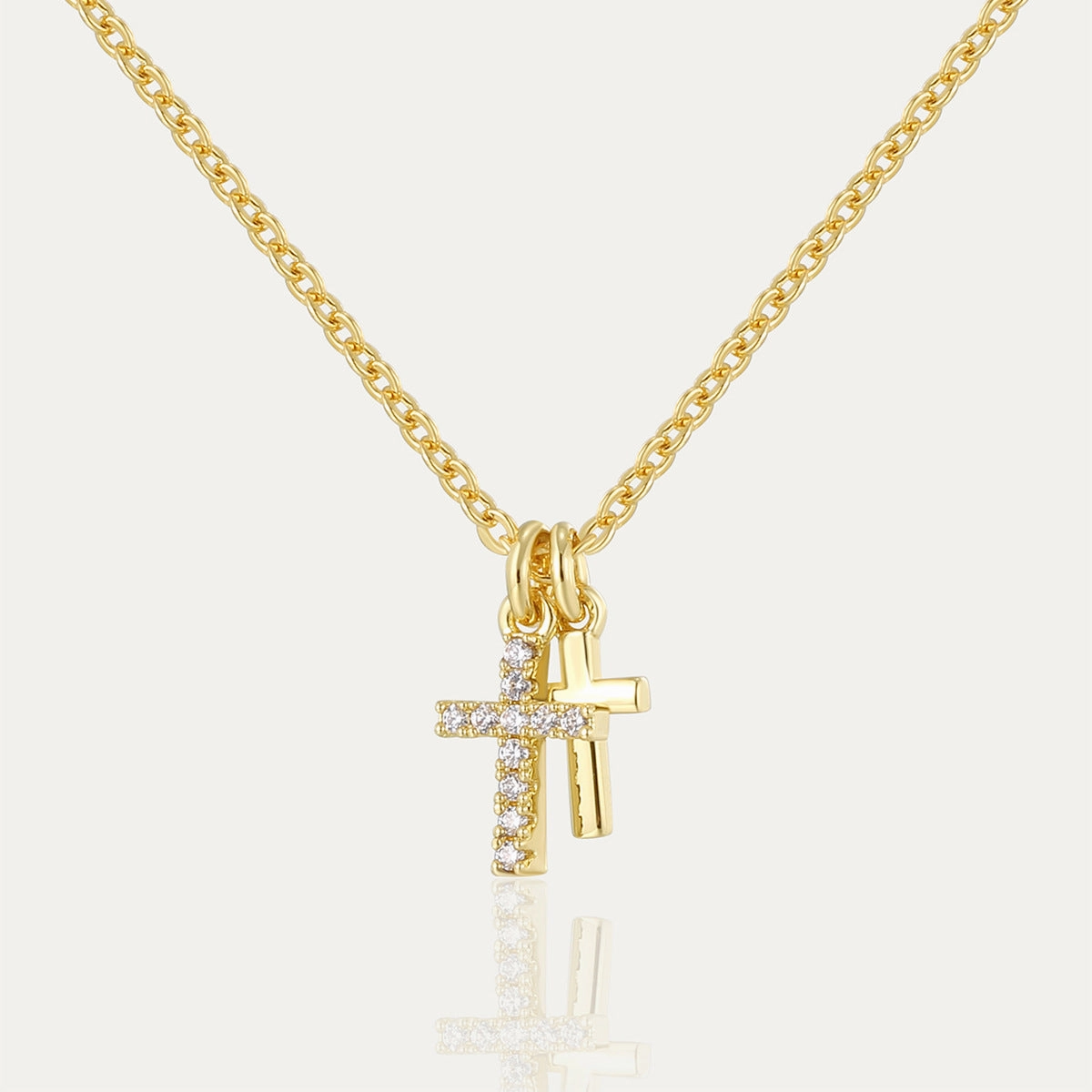 Wholesale Gold-plated zircon cross retro personality niche design necklace