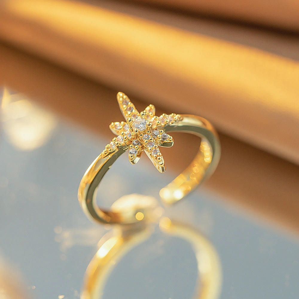 Wholesale Gold Plated Zircon Open Adjustable Ring