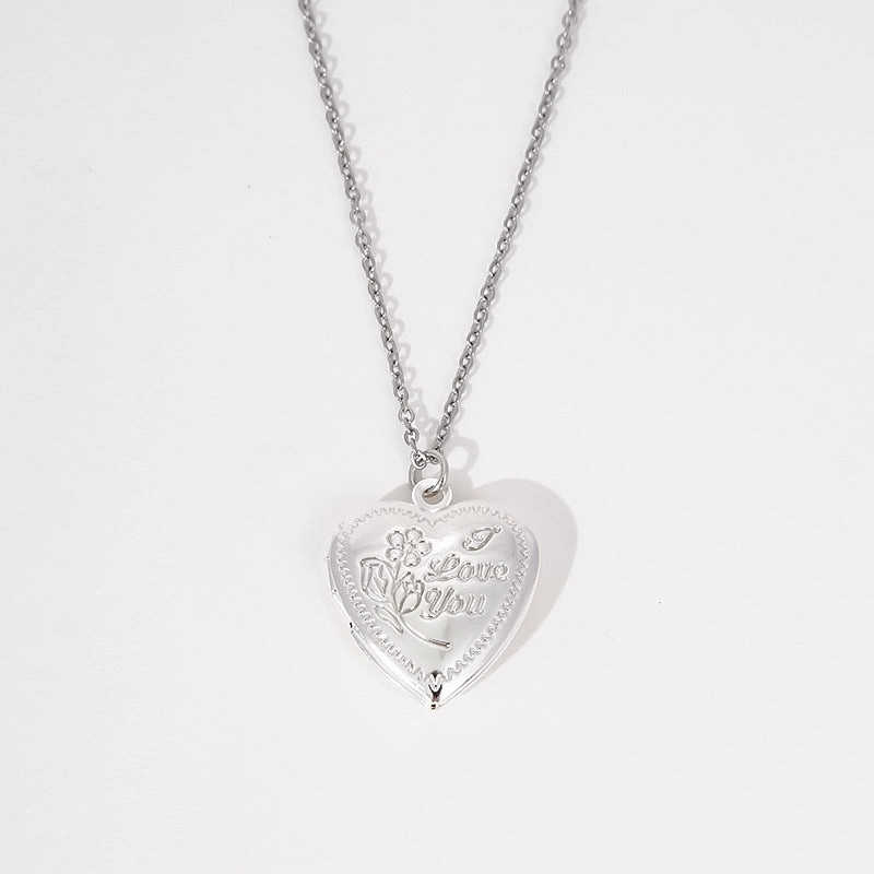 Wholesale gold plating creative rose Valentine's Day love box pendant necklace