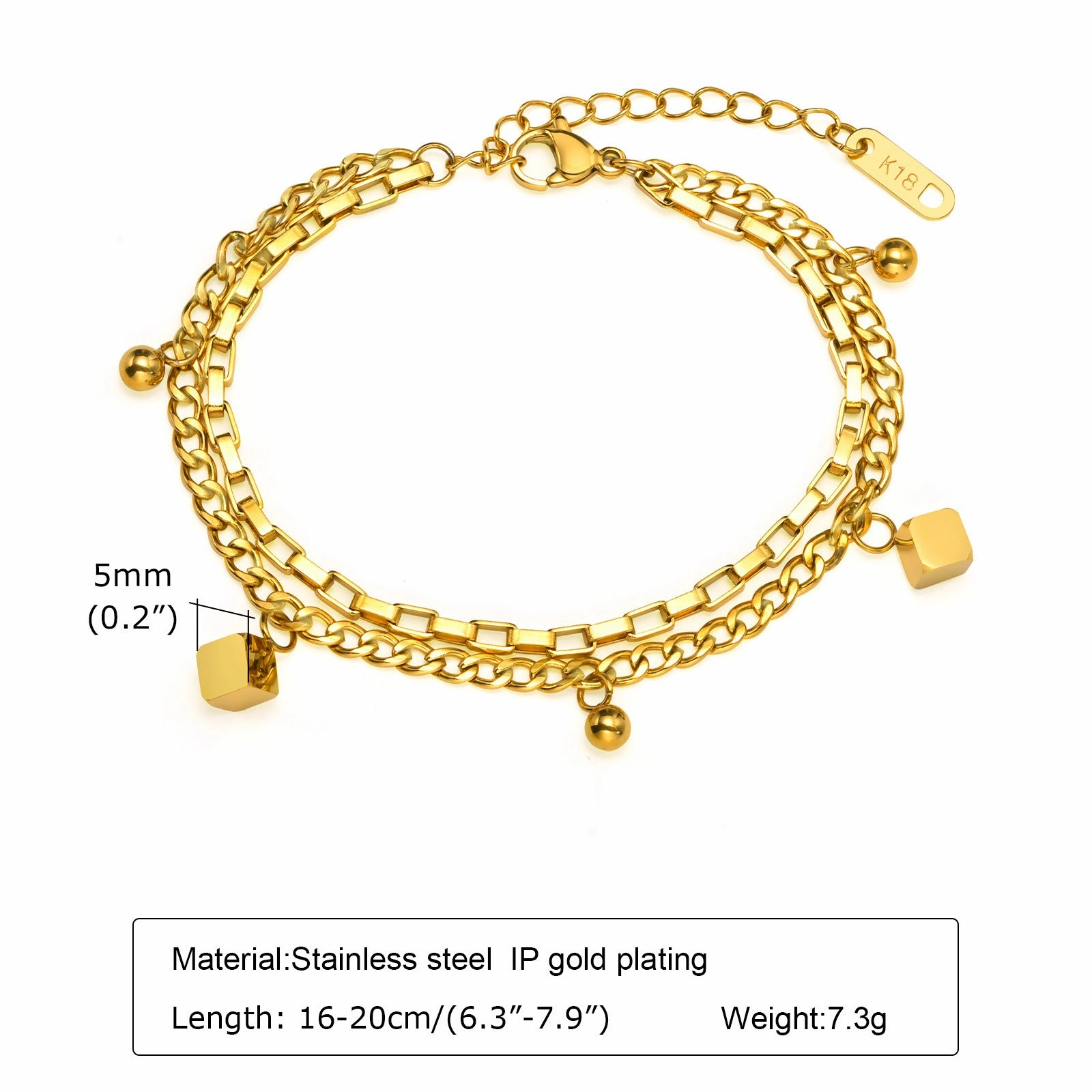 Wholesale Gold Rectangle Stainless Steel Bracelets