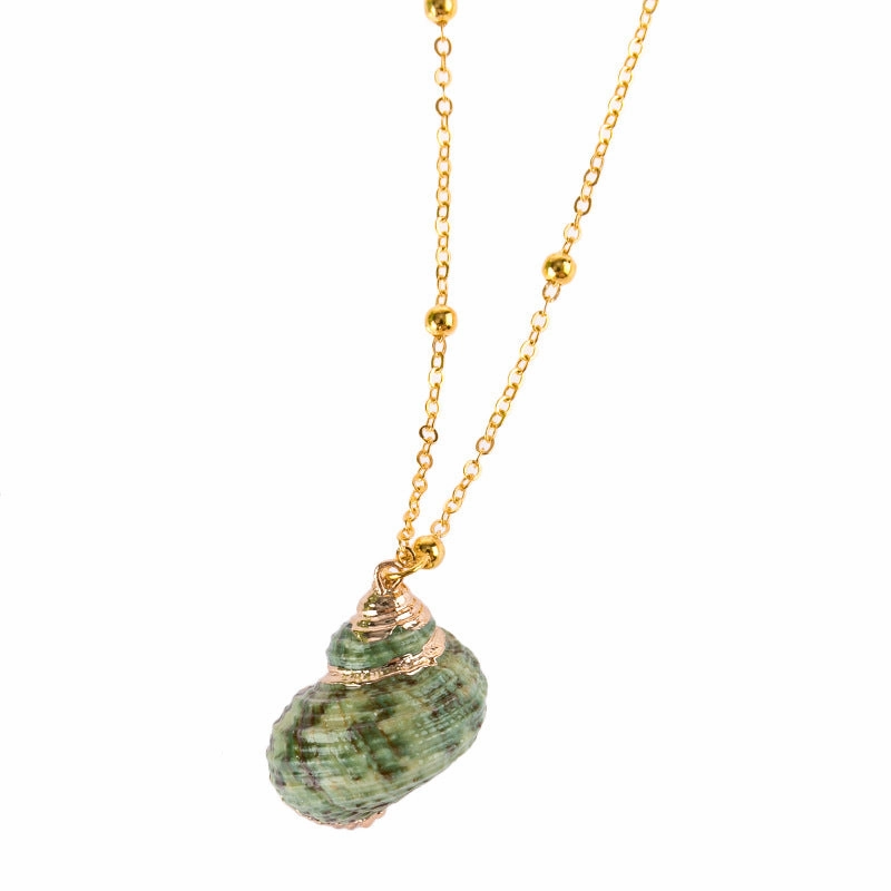 Wholesale Gold Rimmed Ocean Style Conch and Seashell Necklaces