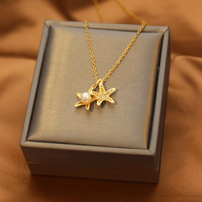 Wholesale Gold Starfish Pearl Necklace