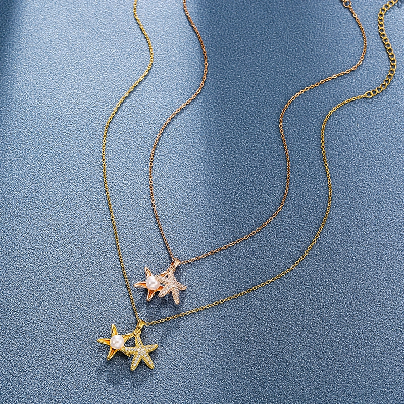 Wholesale Gold Starfish Pearl Necklace