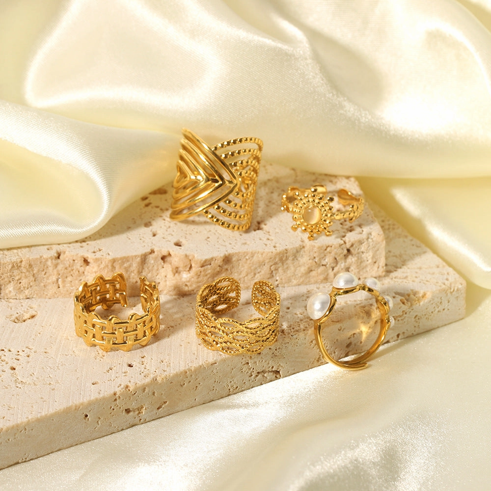 Wholesale Gold Titanium Steel Open Ring