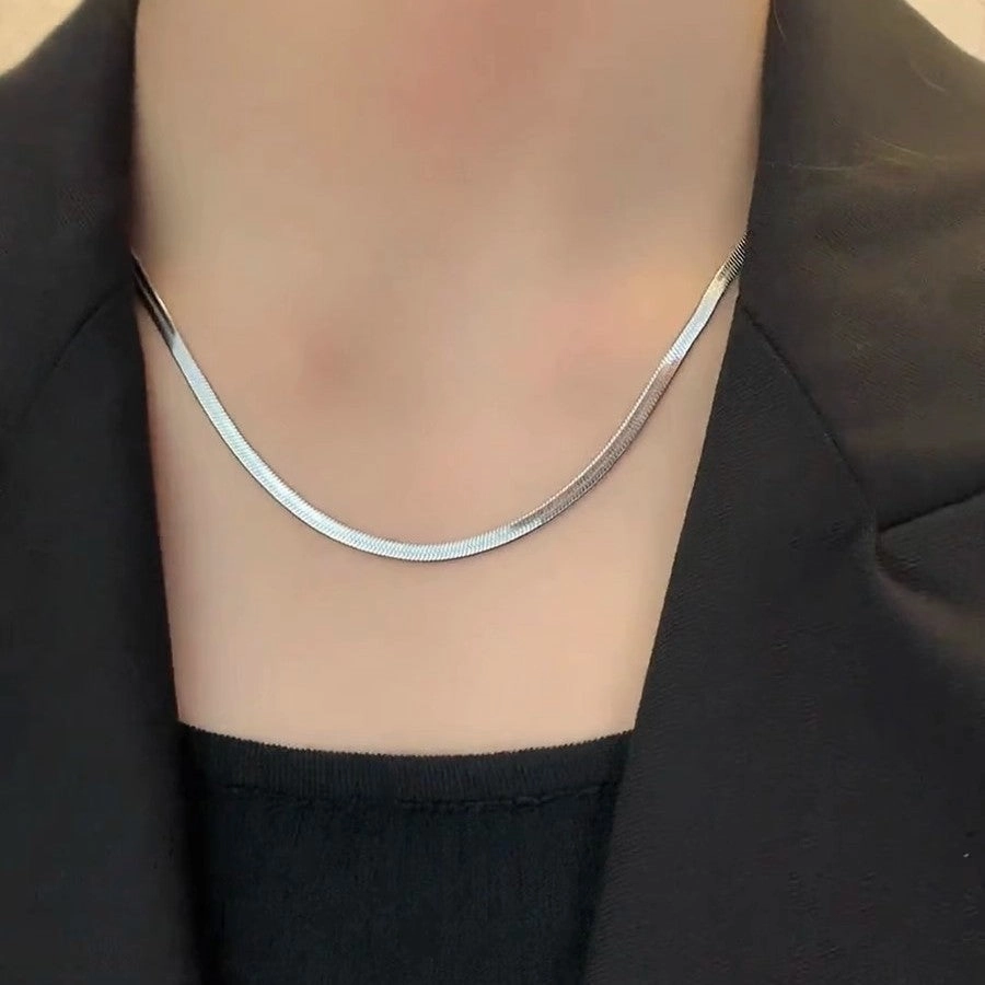 Wholesale Golden cladosporin chain flat snake women's 18K gold plated snake bone chain necklace