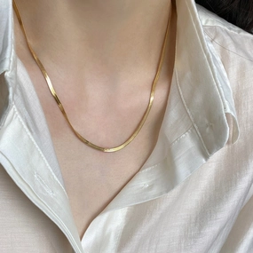 Wholesale Golden cladosporin chain flat snake women's 18K gold plated snake bone chain necklace