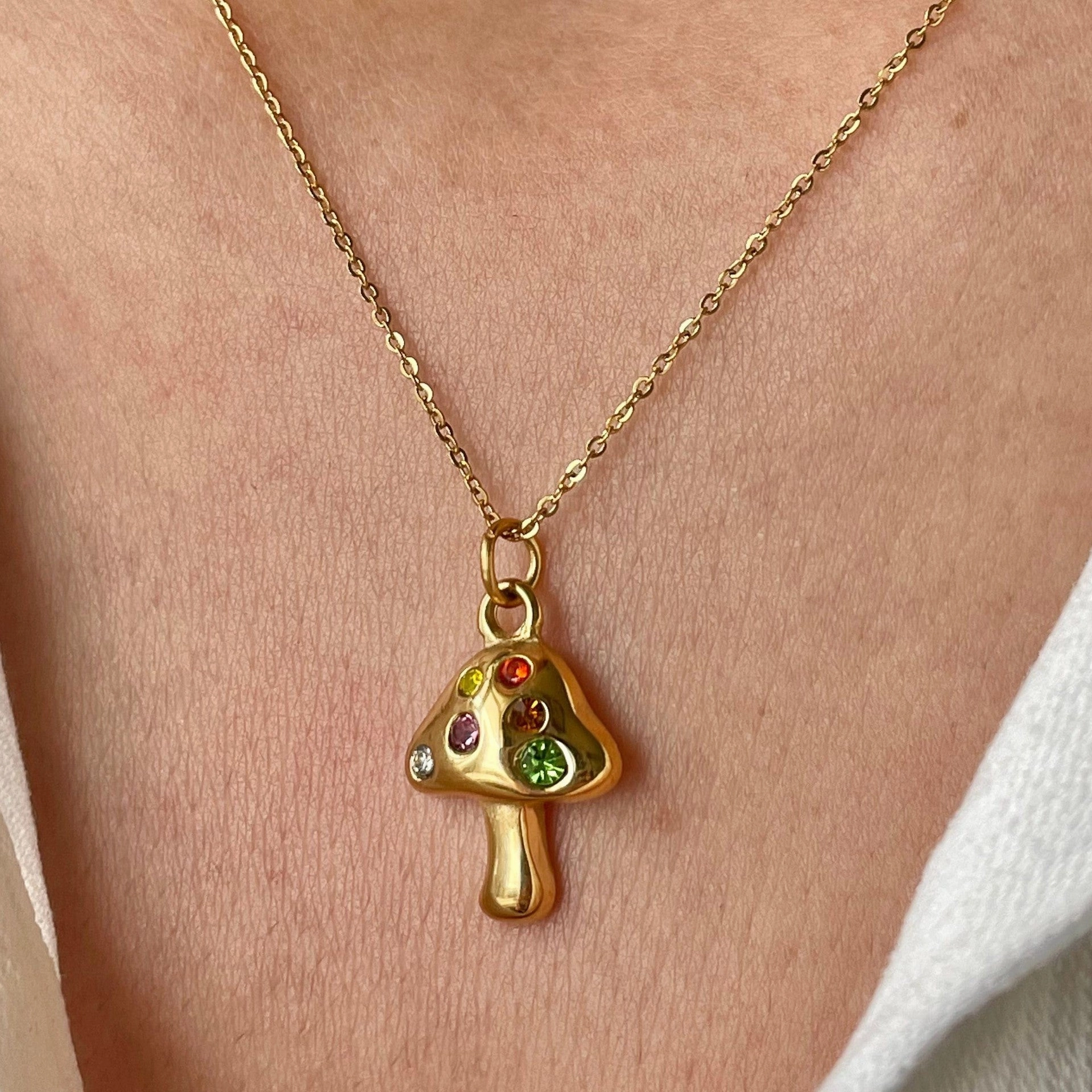 Wholesale Golden Mushroom Lucky Symbol Gold Plated Necklace