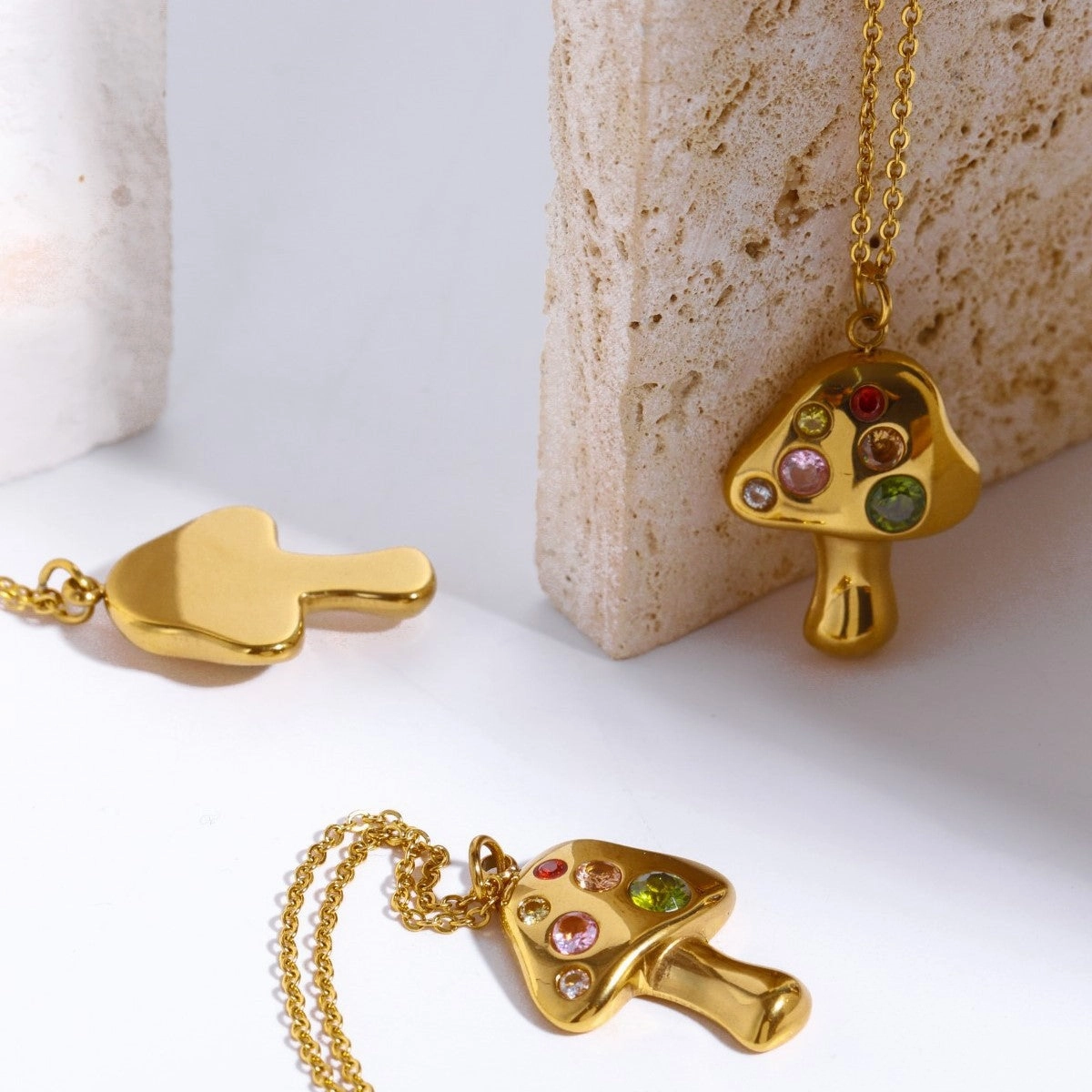 Wholesale Golden Mushroom Lucky Symbol Gold Plated Necklace