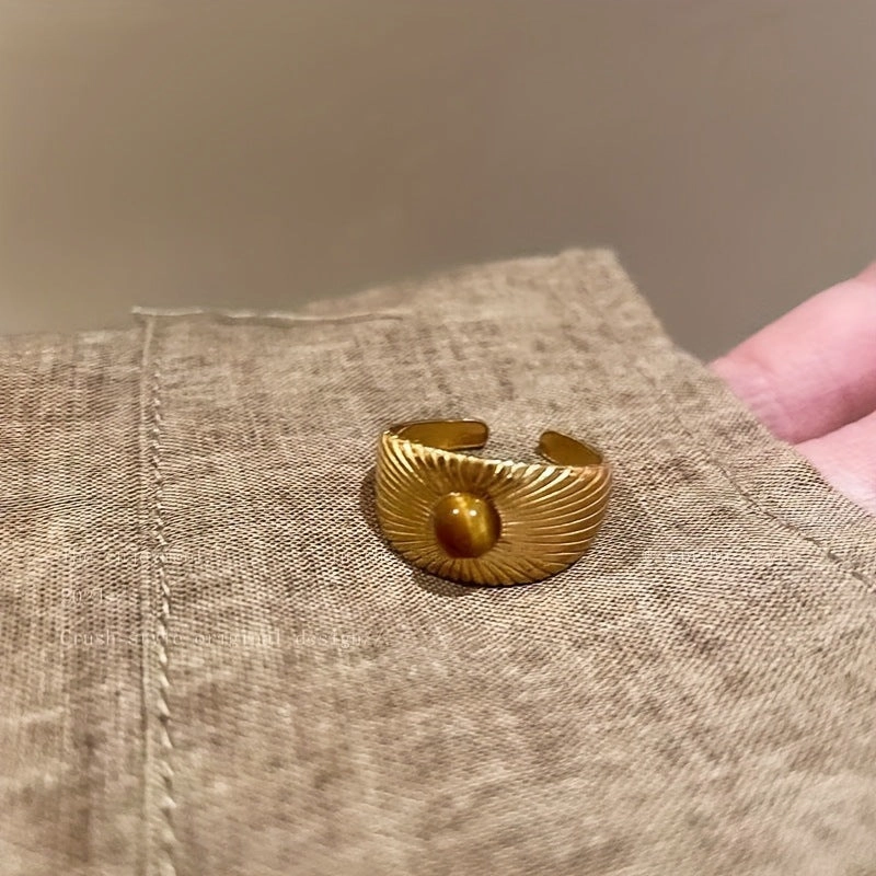 Wholesale Golden Sunflower Tiger Eye Ring