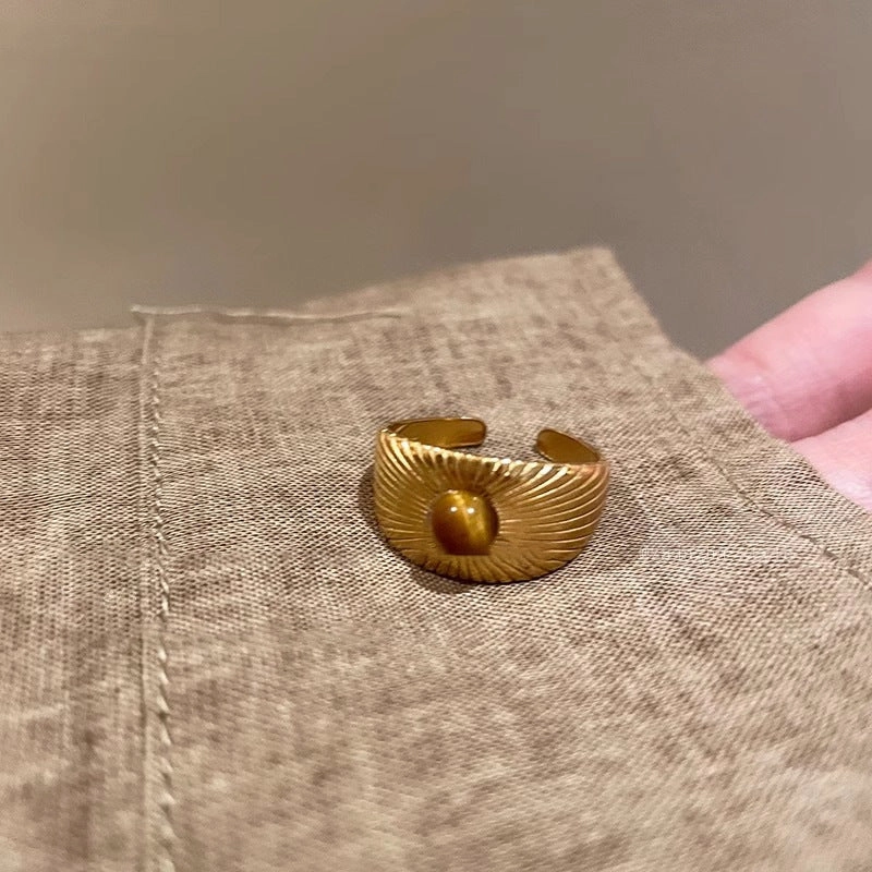 Wholesale Golden Sunflower Tiger Eye Ring