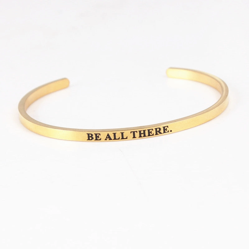 Wholesale Golden Titanium Steel Opening C-shaped Lettering Stainless Steel Couple Bracelet