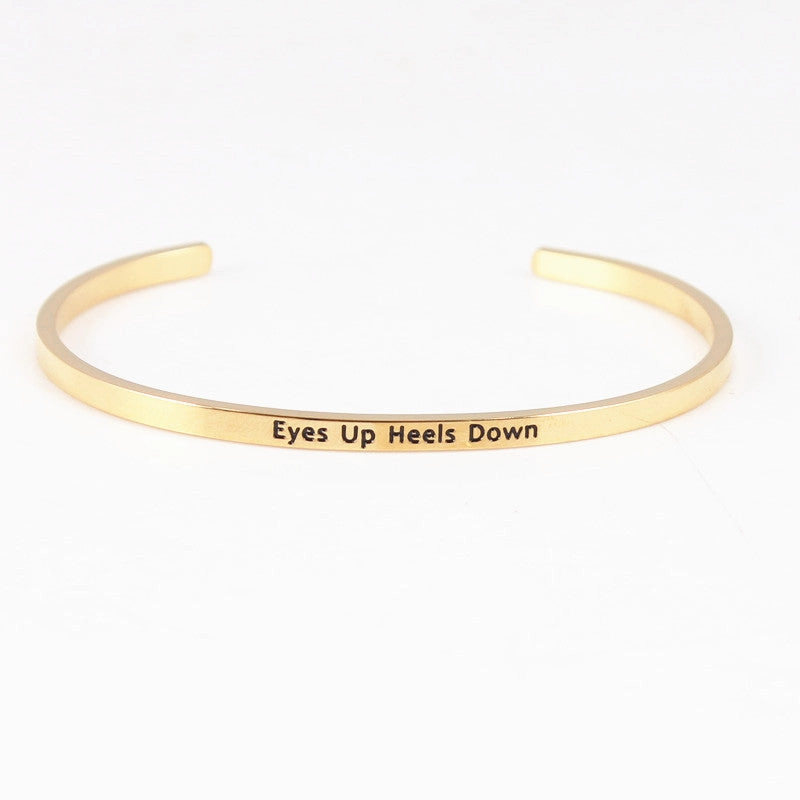 Wholesale Golden Titanium Steel Opening C-shaped Lettering Stainless Steel Couple Bracelet