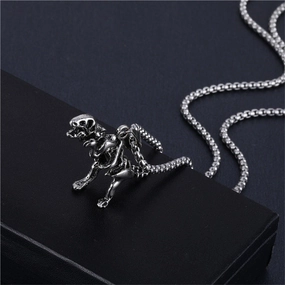 Wholesale Goth Theme Creative Dinosaur Skeleton Retro Necklace