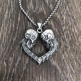 Wholesale Goth Theme Necklaces Titanium Steel Punk Skull Heart Pendant OLY-NE-MLei002