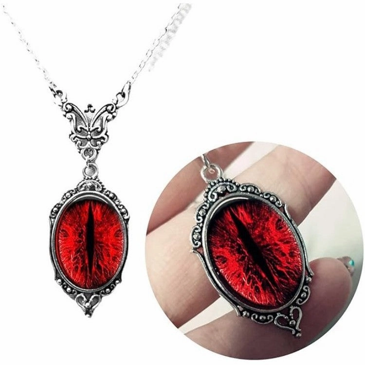 Wholesale Gothic blood cat eye vampire relief vintage necklace