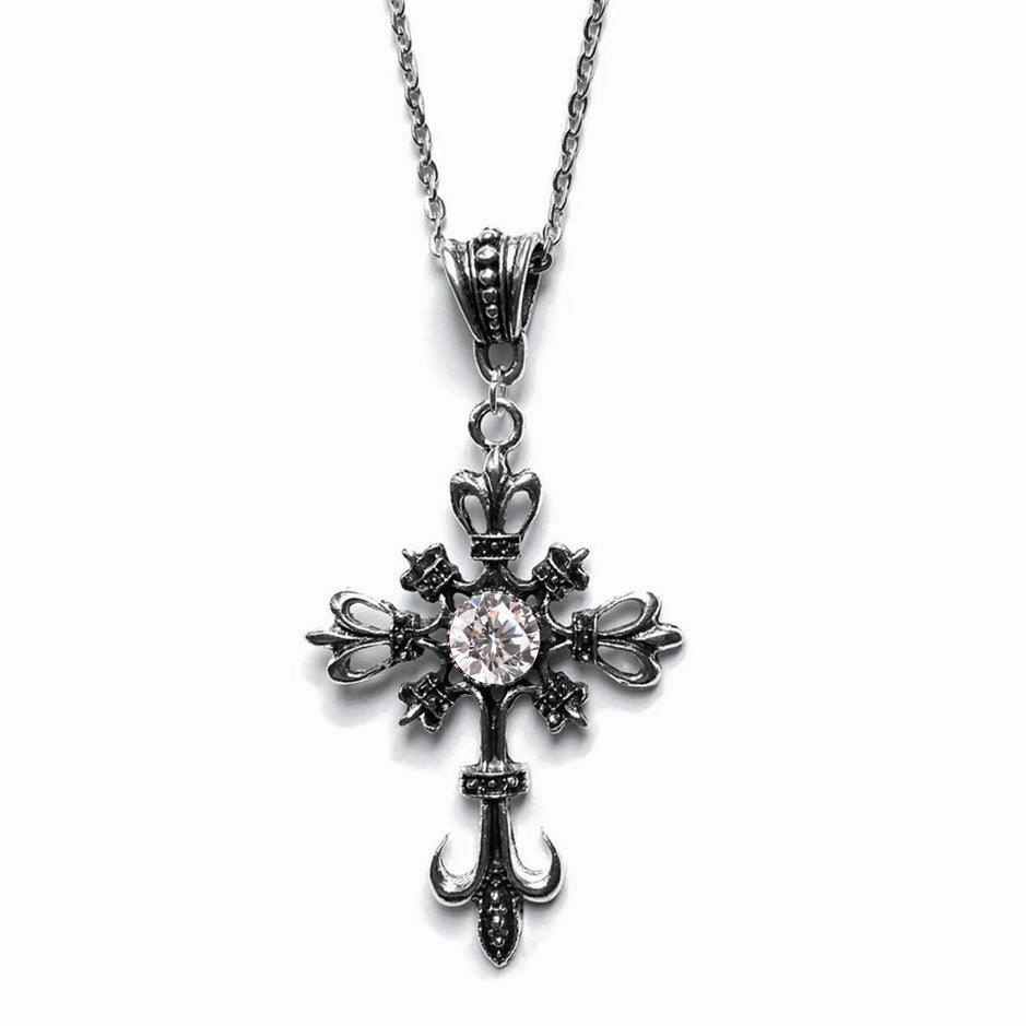 Wholesale Gothic Cross Crystal Pendants Alloy Necklaces