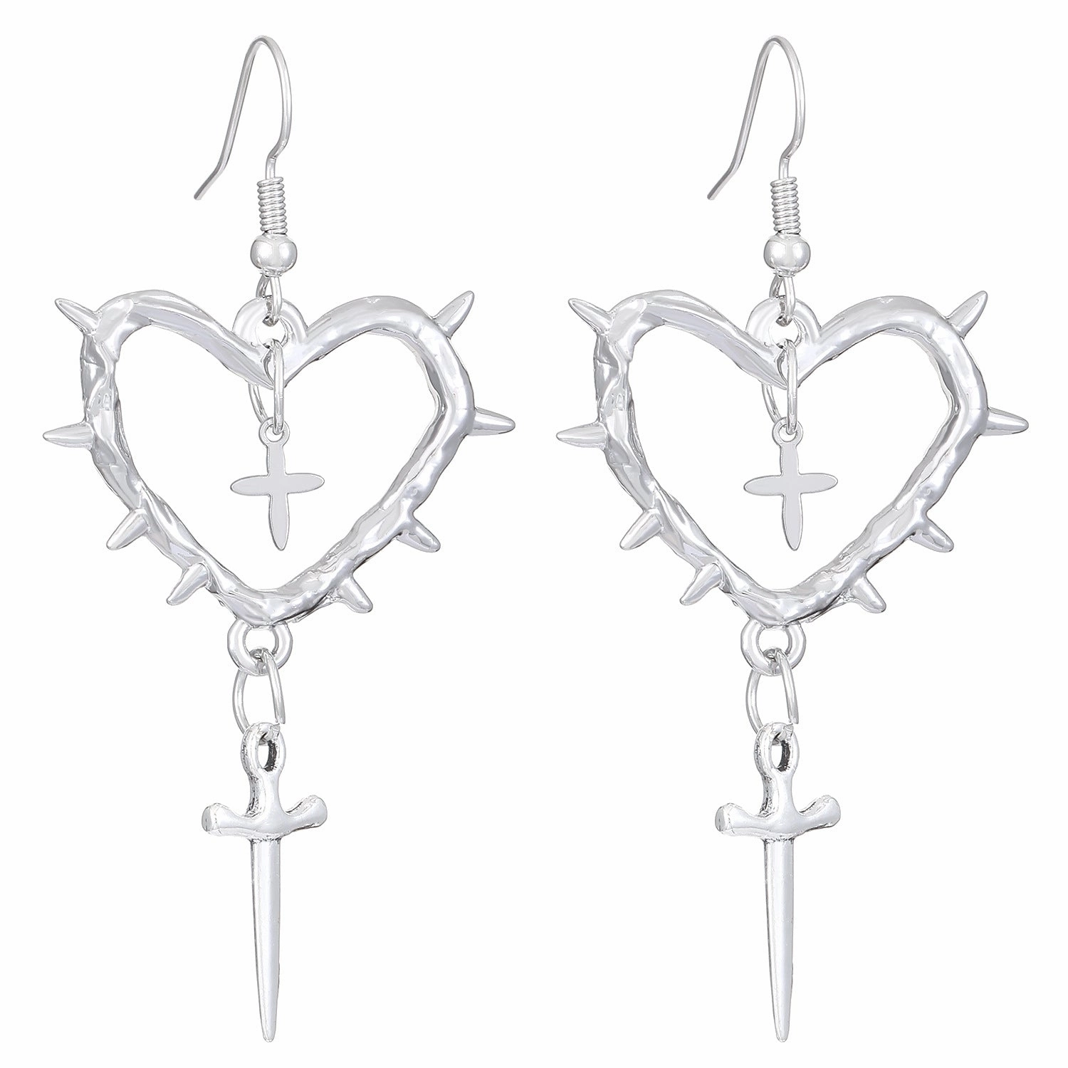 Wholesale Gothic handmade thorn heart-shaped cross water drop punk pendant