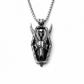 Wholesale Gothic Stainless Steel Sheep Head Skull Titanium Steel Necklace