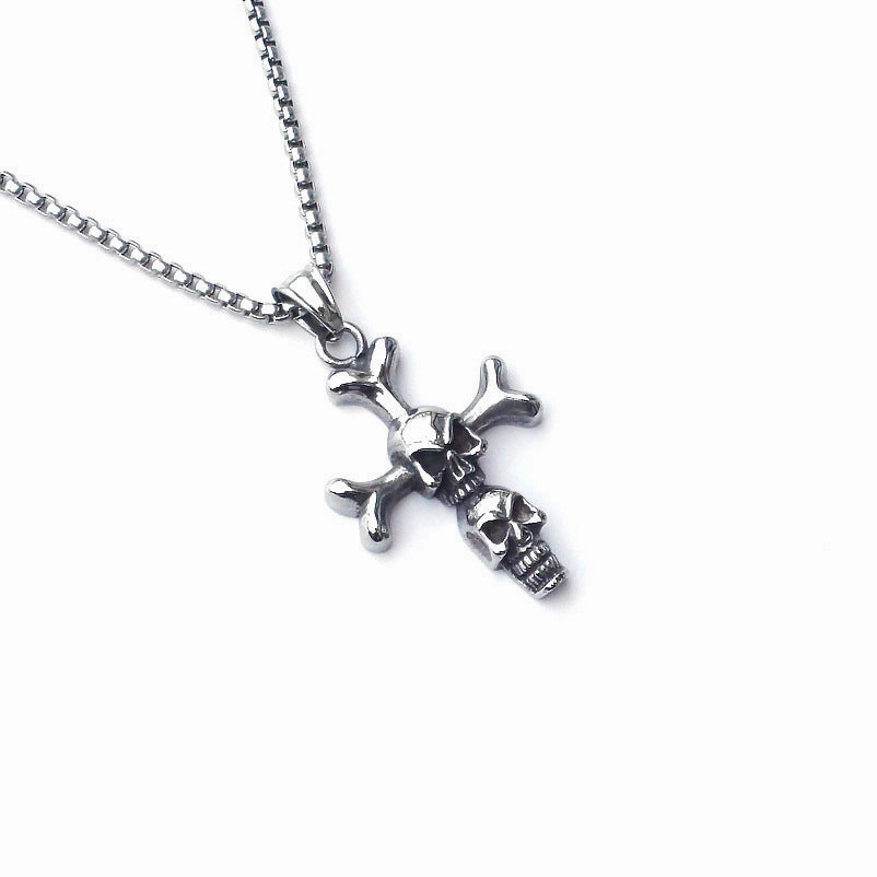 Wholesale Gothic Stainless Steel Sheep Head Skull Titanium Steel Necklace