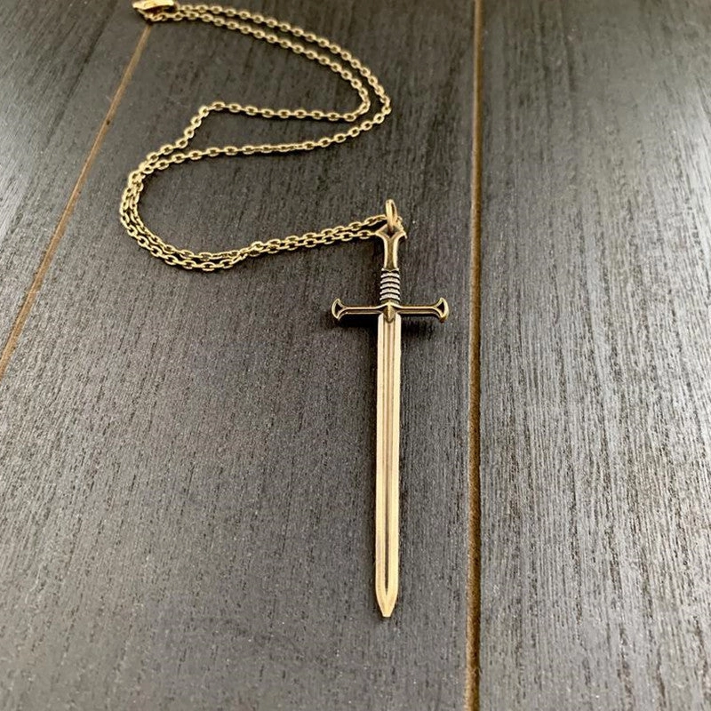 Wholesale Gothic Sword Bronze Retro Punk Necklace