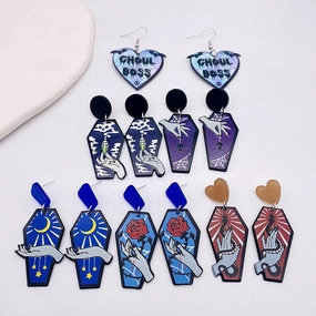 Wholesale Graffiti Coffin Acrylic Earrings