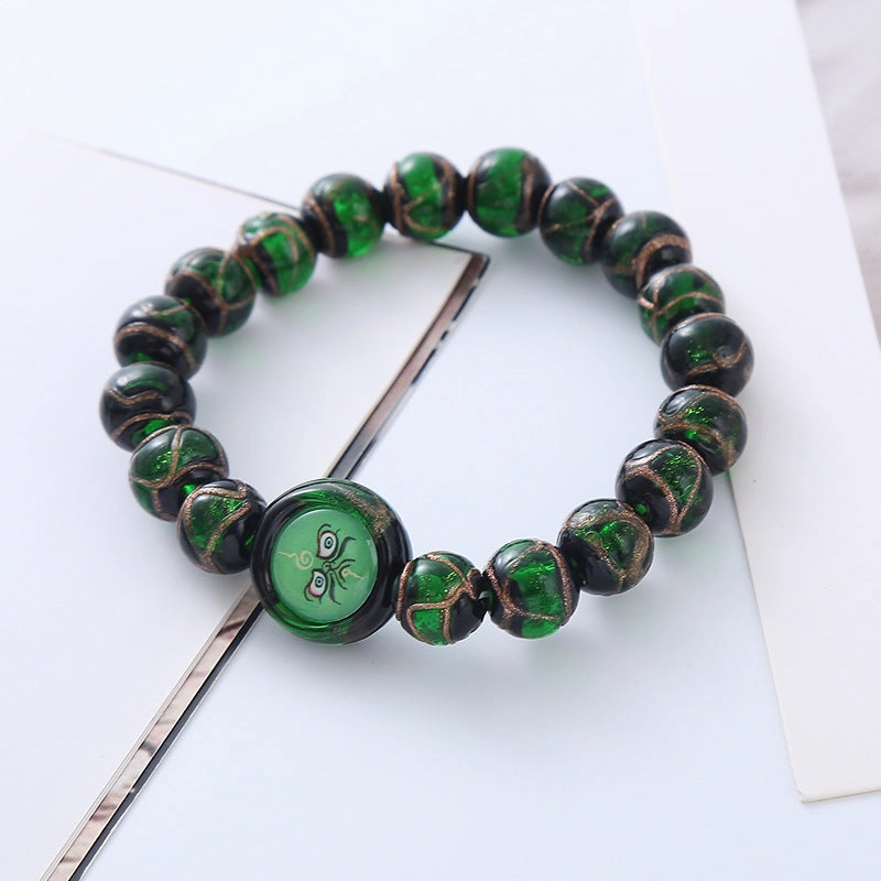 Wholesale Gray Colored Glaze Non-fading Retro Beaded Chinese Style Glass Bracelets