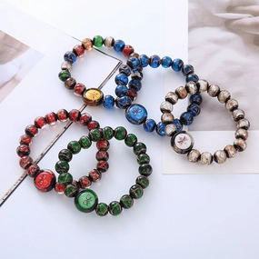 Wholesale Gray Colored Glaze Non-fading Retro Beaded Chinese Style Glass Bracelets
