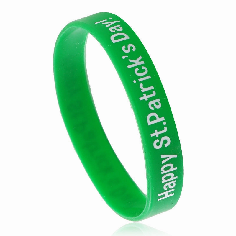 Wholesale Green Hat Festival Lucky Clover Silicone Bracelet