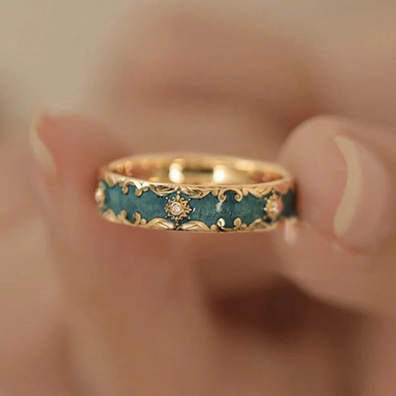 Wholesale Green ring with dripping glue pattern