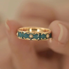 Wholesale Green ring with dripping glue pattern