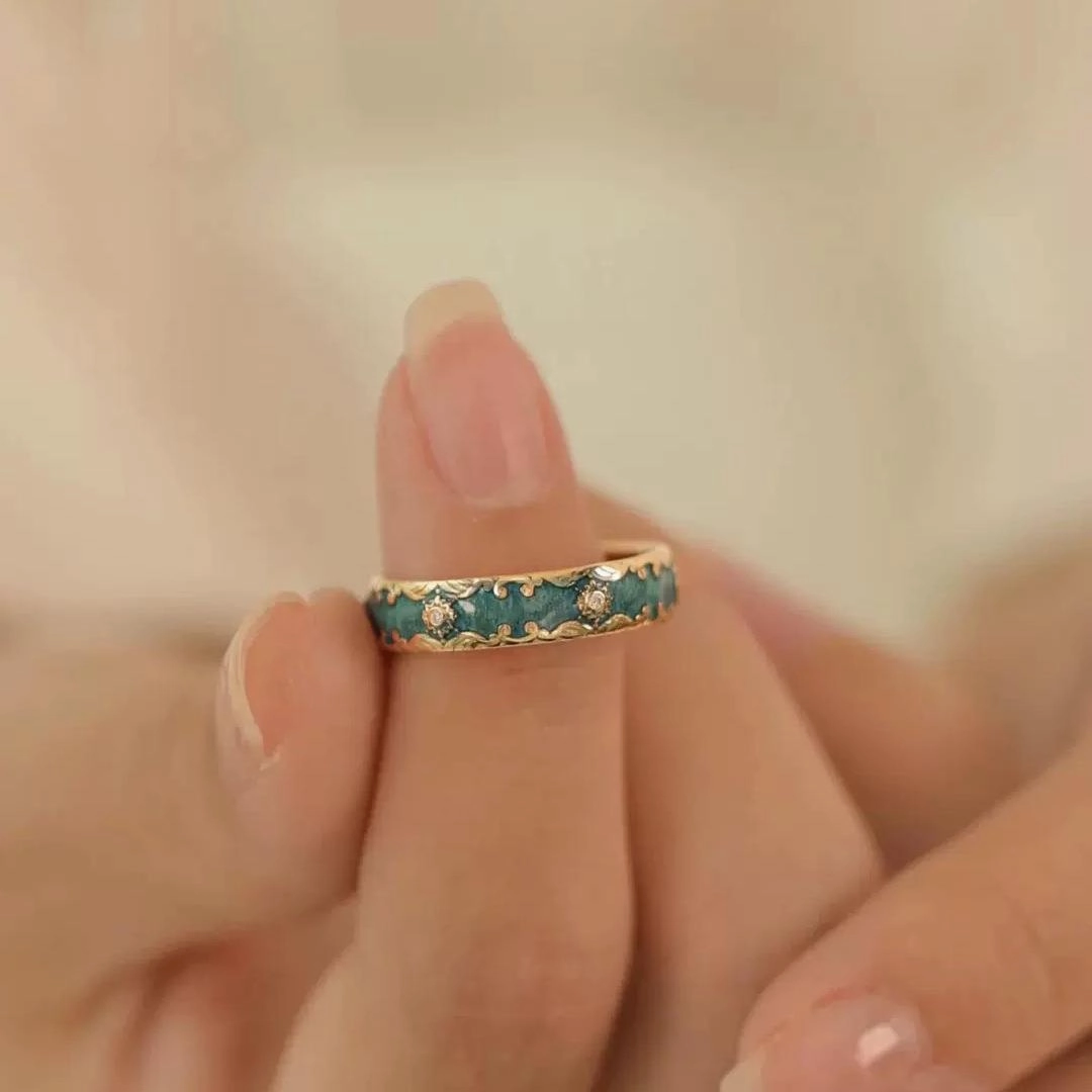 Wholesale Green ring with dripping glue pattern