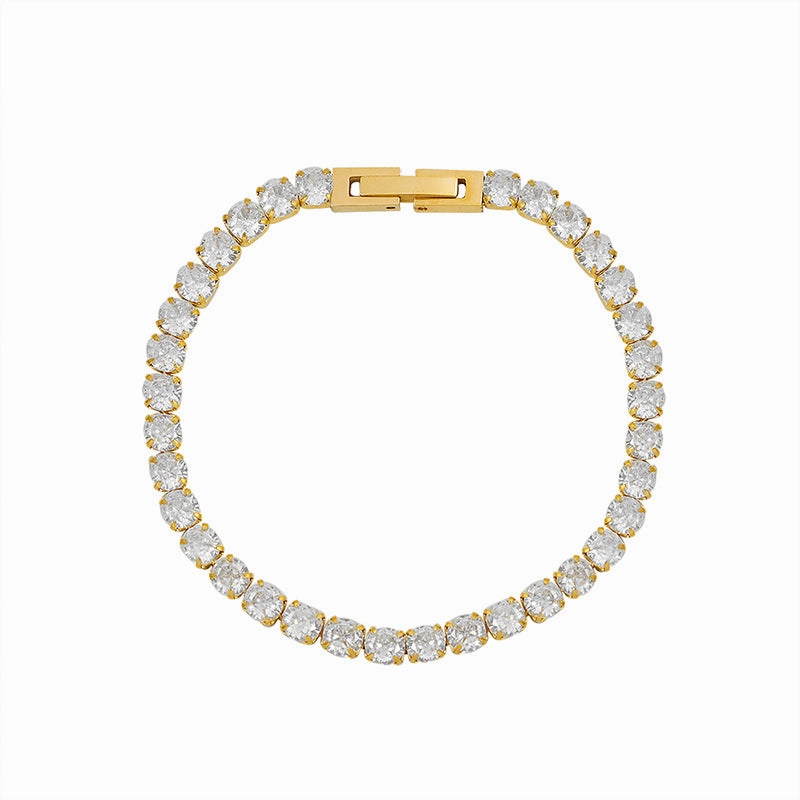 Wholesale Gypsophila Zircon Titanium Steel 18K Gold Plated Bracelet