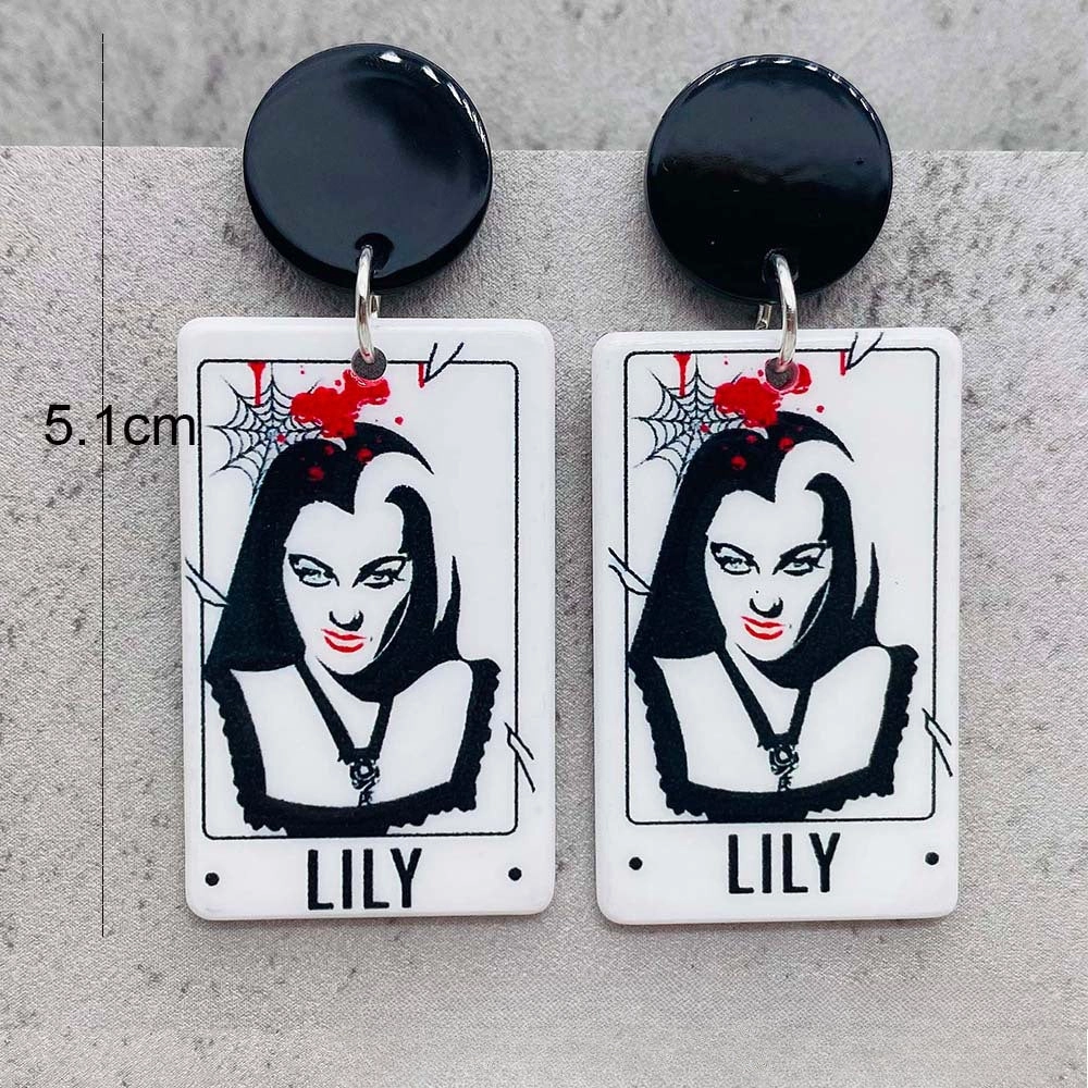 Wholesale Halloween Acrylic Character Bat Double-sided Printing Simulation Tarot Earrings