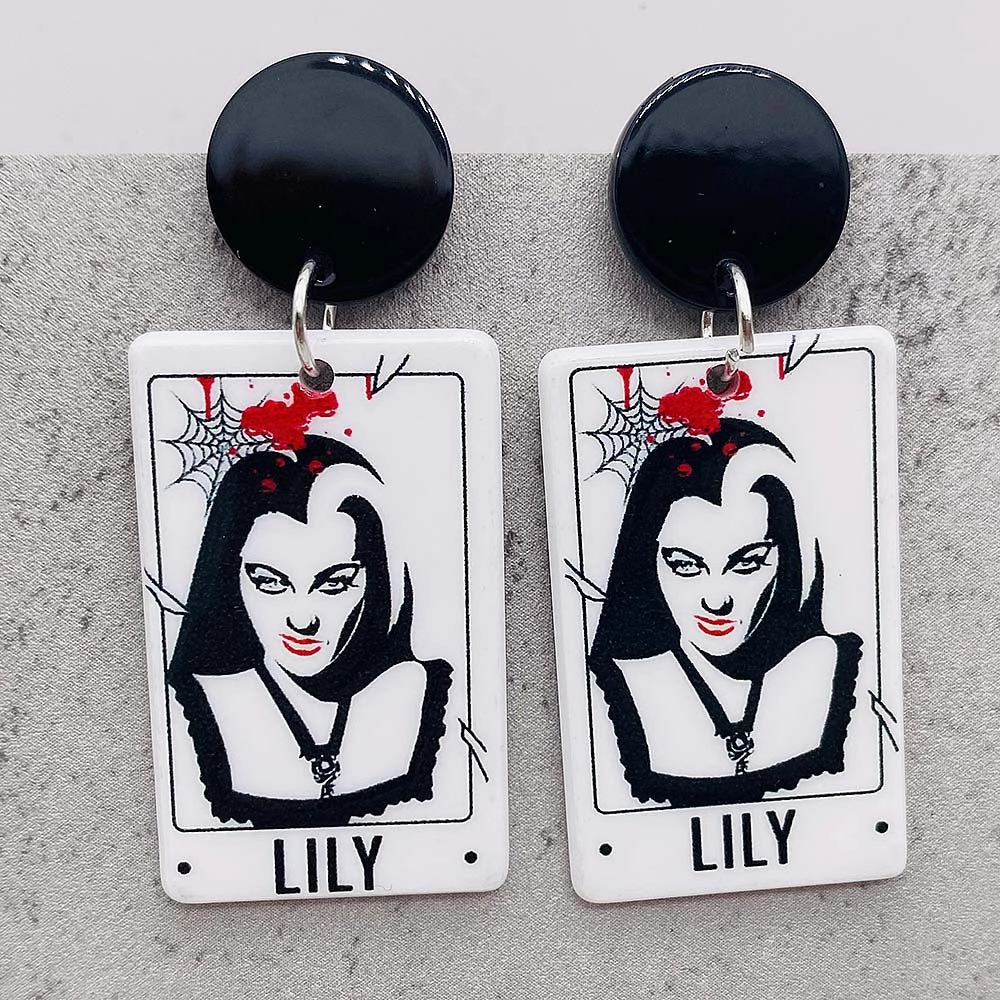 Wholesale Halloween Acrylic Character Bat Double-sided Printing Simulation Tarot Earrings