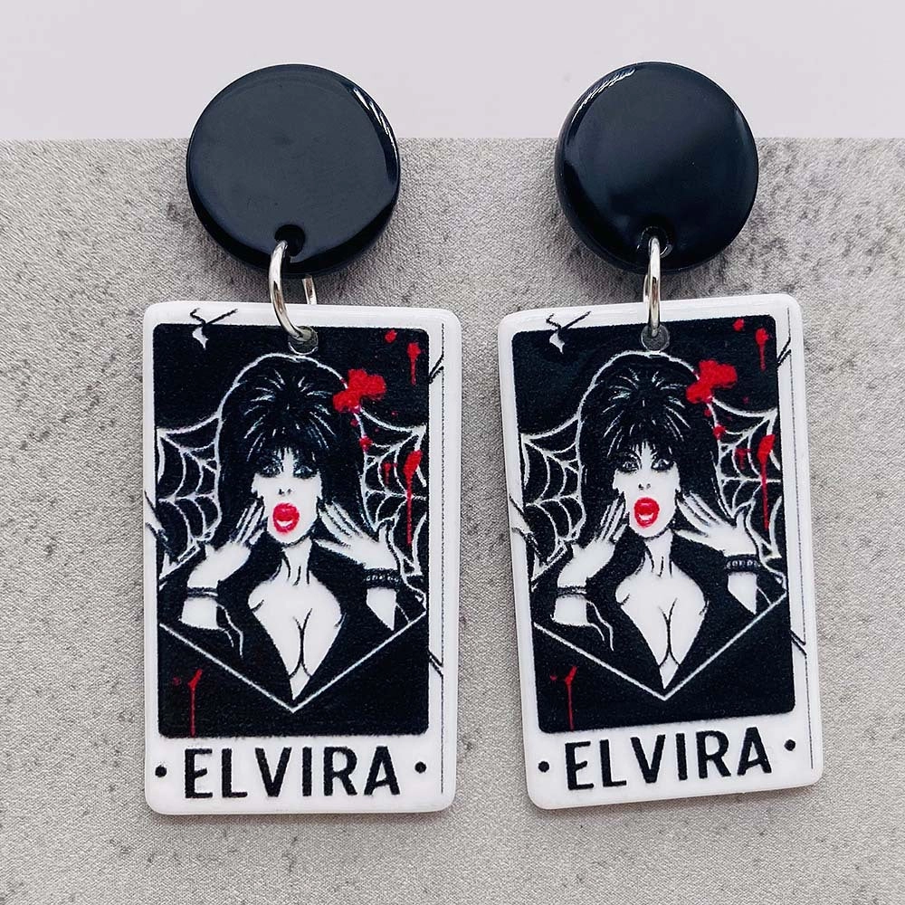 Wholesale Halloween Acrylic Character Bat Double-sided Printing Simulation Tarot Earrings