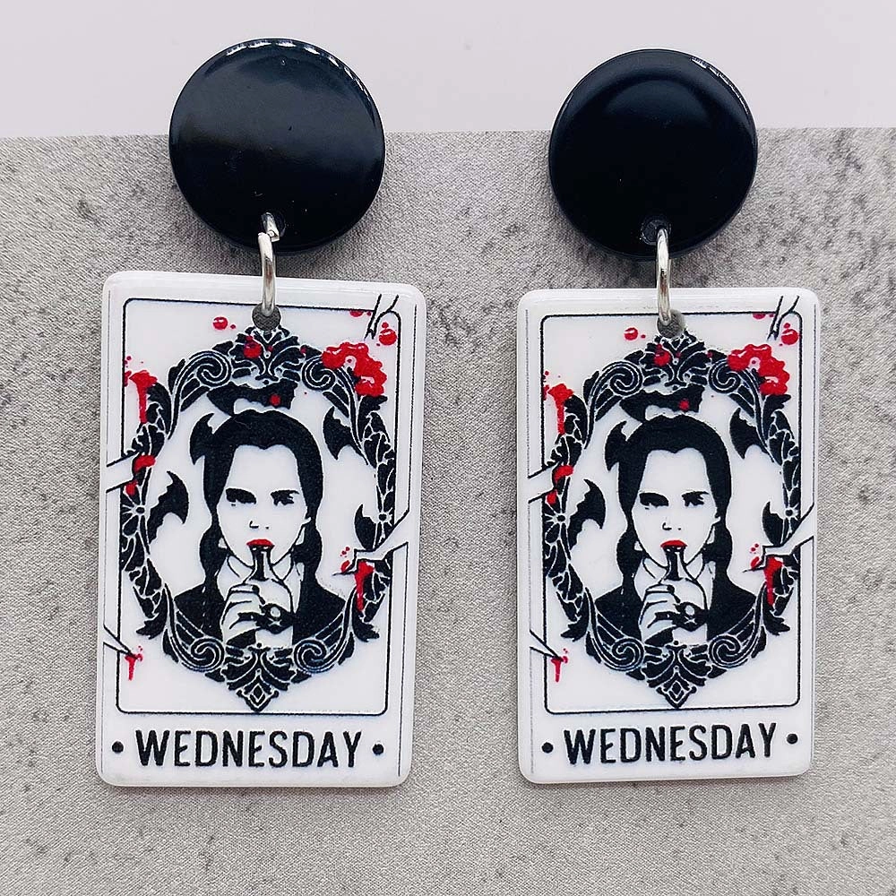 Wholesale Halloween Acrylic Character Bat Double-sided Printing Simulation Tarot Earrings