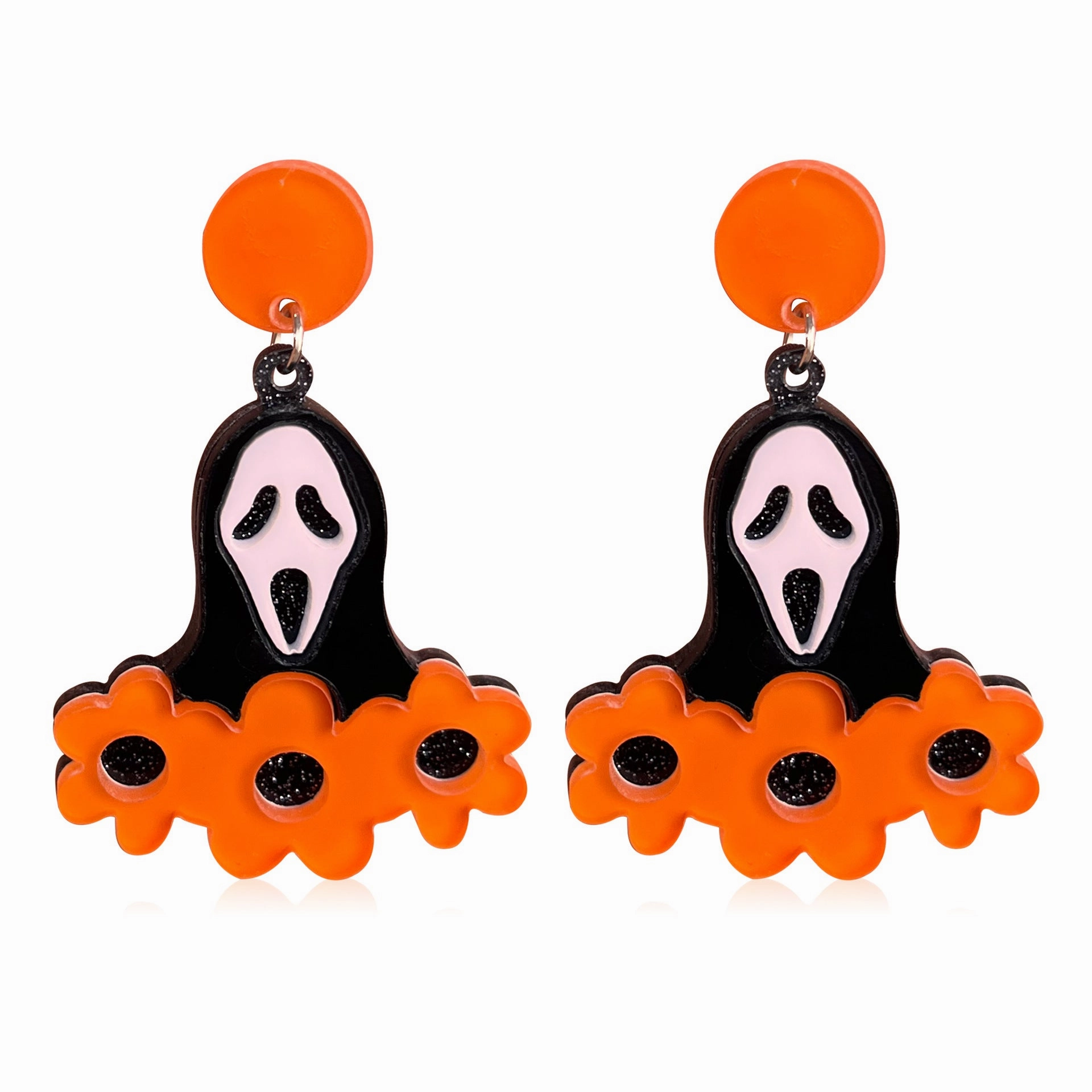 Wholesale Halloween Animal Bones Bone Green Eyes Cartoon Black Cat Acrylic Earrings