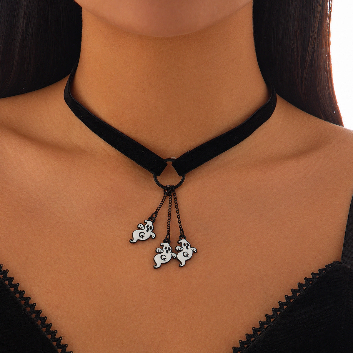 Wholesale Halloween Bat Water Drop Tassel Pendant Necklace