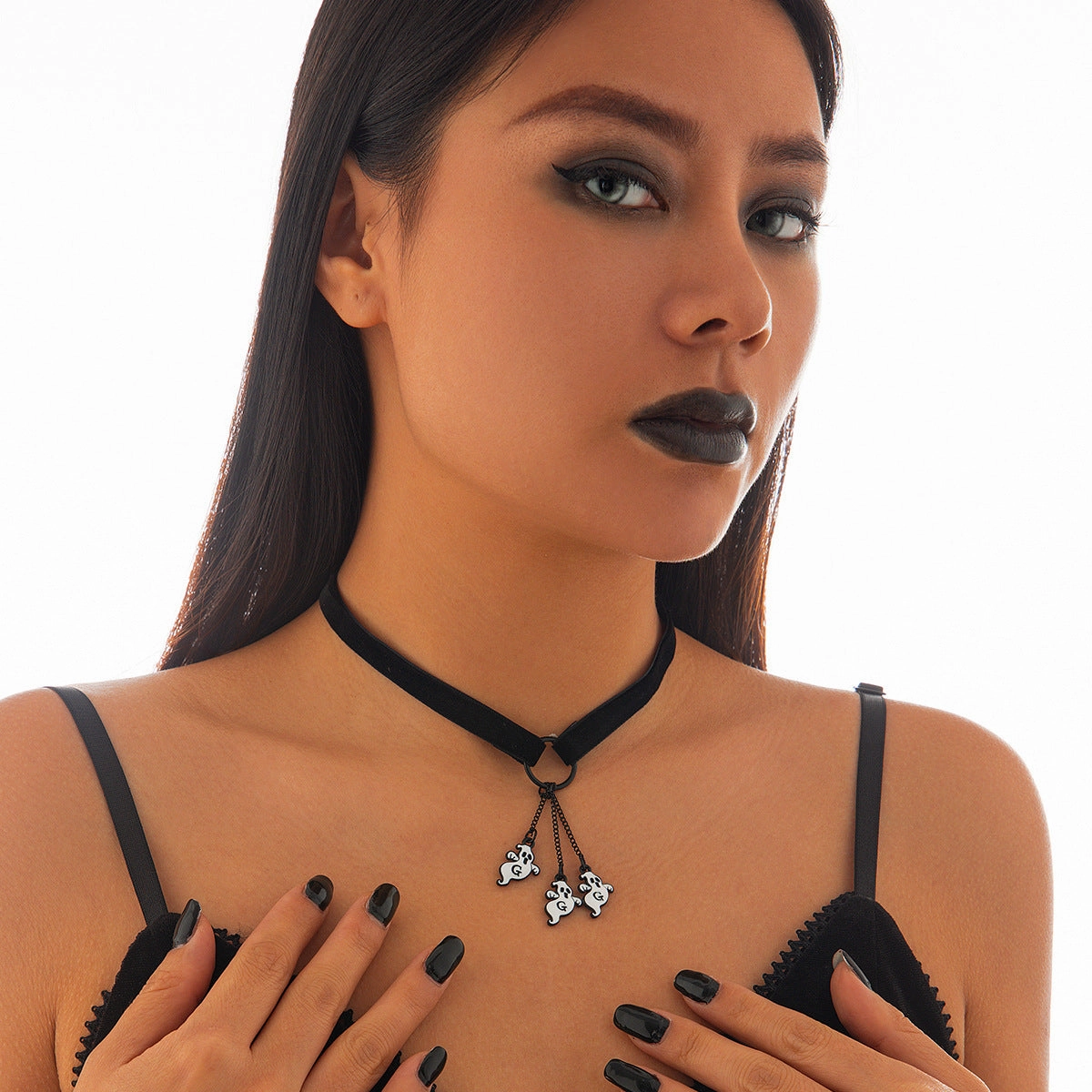 Wholesale Halloween Bat Water Drop Tassel Pendant Necklace