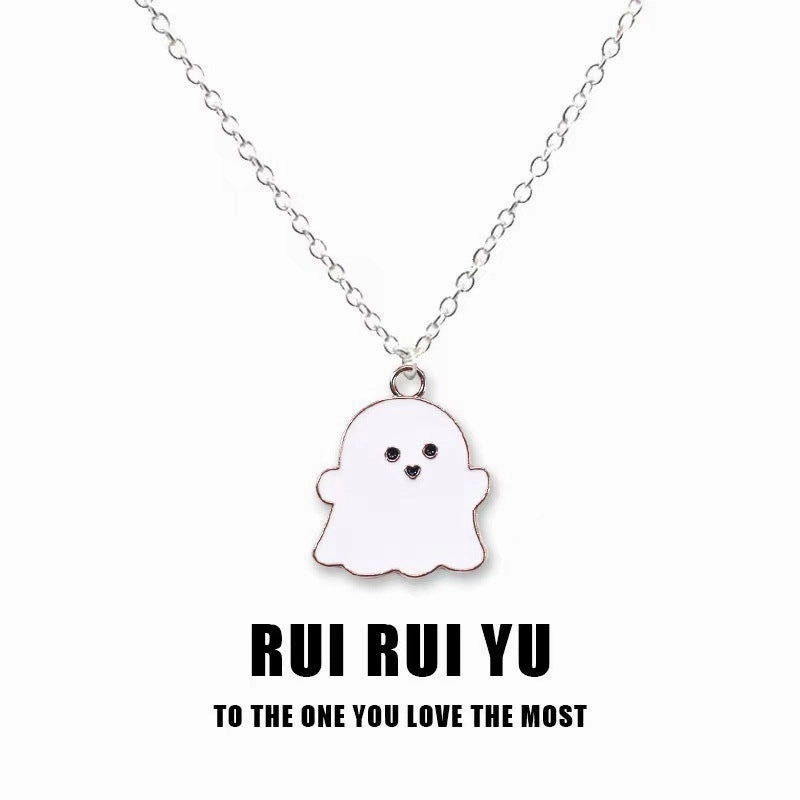 Wholesale Halloween Black and White Ghost Necklace