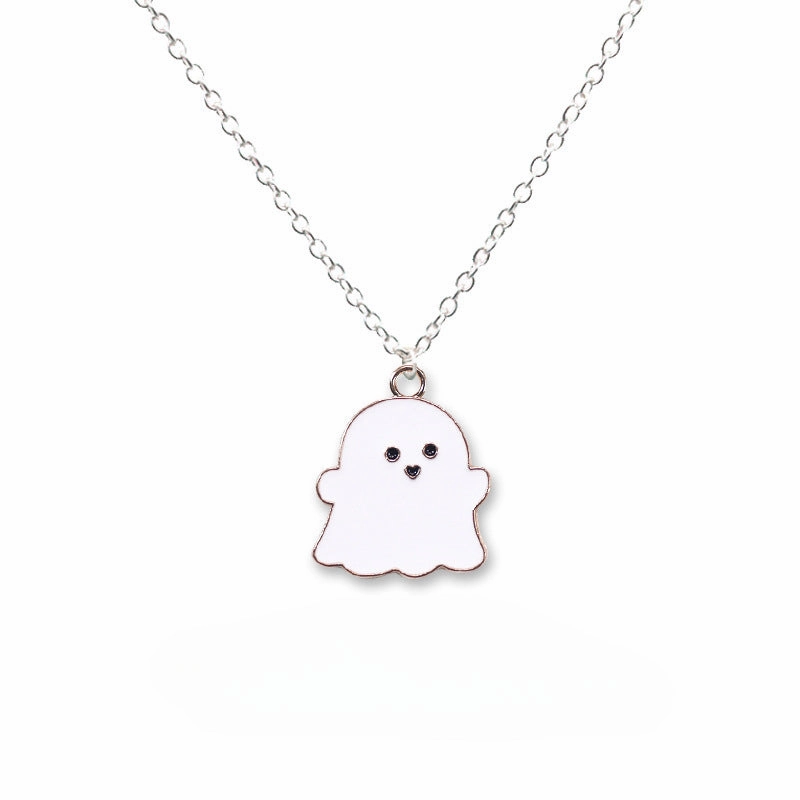 Wholesale Halloween Black and White Ghost Necklace