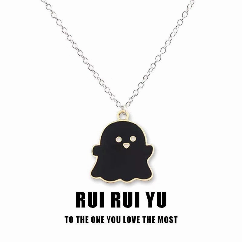Wholesale Halloween Black and White Ghost Necklace