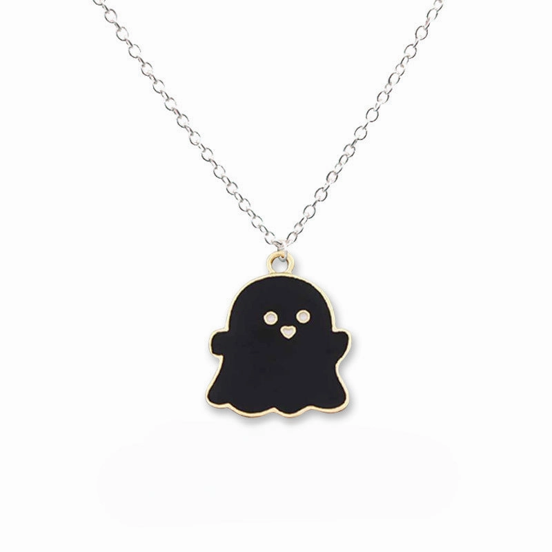 Wholesale Halloween Black and White Ghost Necklace