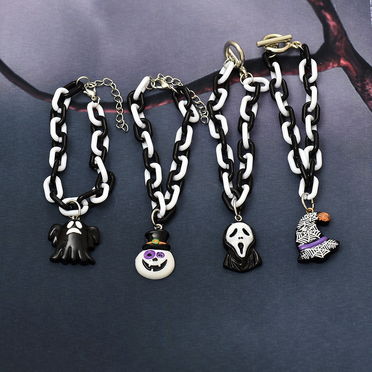 Wholesale Halloween Cartoon Ghost Witch Hat Pumpkin  Children Plastic Bracelet