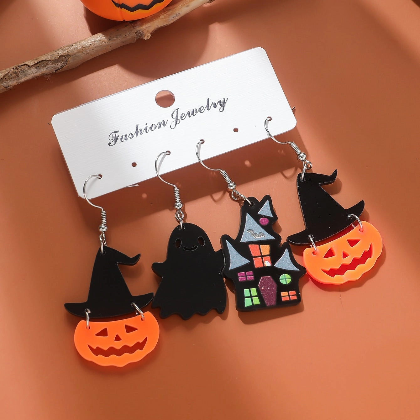 Wholesale Halloween Cartoons Spooky Ghosts Pumpkin Acrylic Earrings