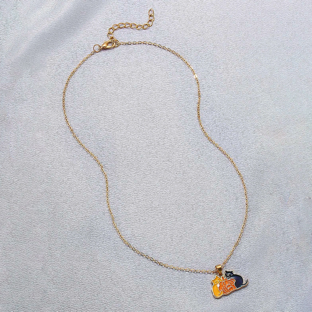 Wholesale Halloween Creative Cartoon Oil Drop Cat Fashion Metal Long Clavicle Chain Necklace