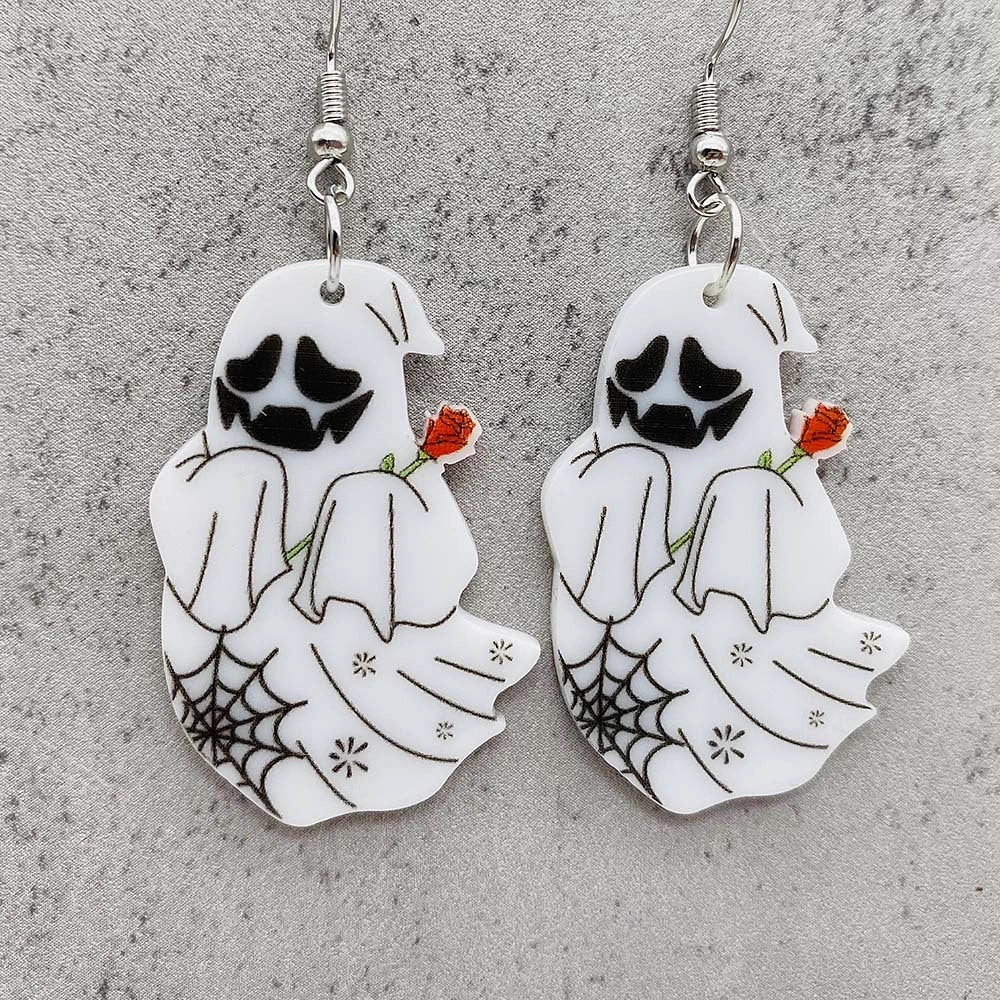 Wholesale Halloween Earrings White Ghost Acrylic Drop Earrings