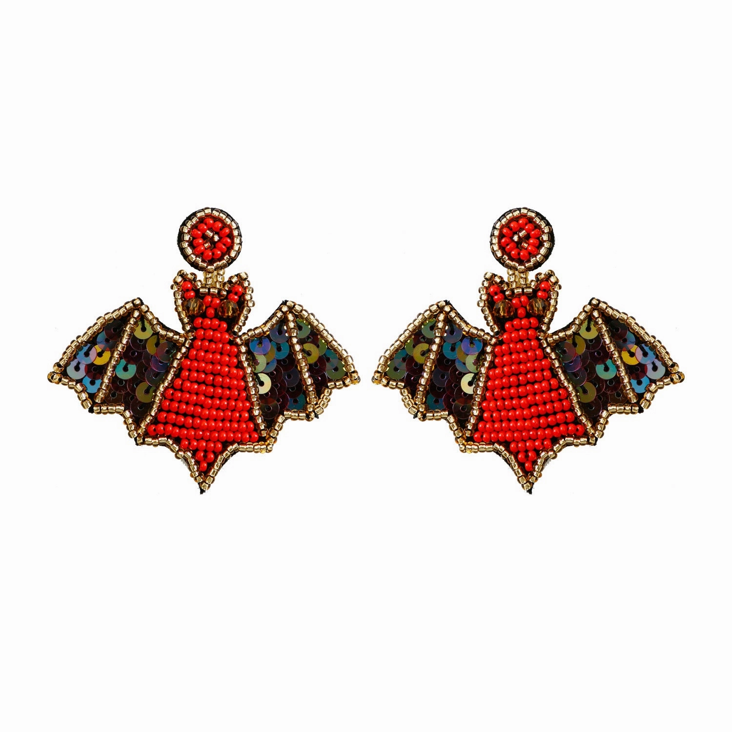 Wholesale Halloween Hat Ghost Creative Rice Bead Pumpkin Bat Exaggerated Earrings